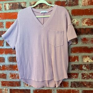 Alter’d State Lavender V-Neck Oversized Knit Top